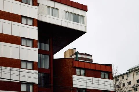 Complex of buildings under a gray sky on a cloudy day Foto stock