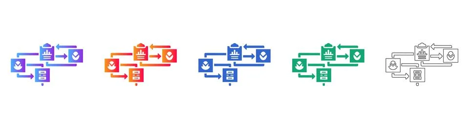 Complex Business Process Flowchart Icons Stockillustratie