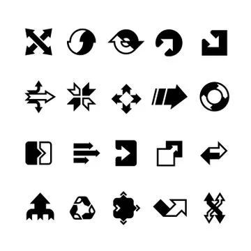 Complex business transition, transform arrows and paths vector icons Stock Illustration
