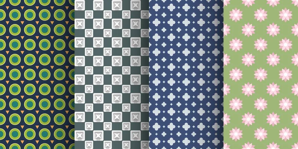 Complex calm seamless pattern backs in set Stock Illustration