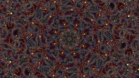 Complex Circuit Board Pattern with Glowing Nodes Stock Footage 331727860