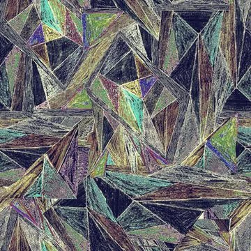 Complex colors seamless texture with pencil textured triangle forms. Stock Illustration