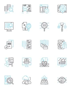 Complex computation linear icons set. Algorithm, Calculation, Computation Stock Illustration