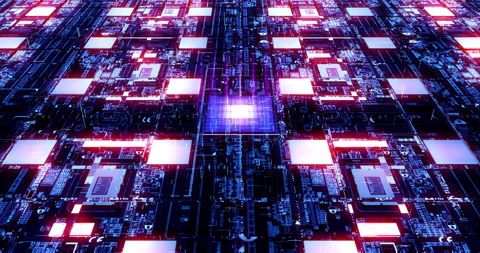 Complex Computer Technology. Closeup Motherboard Processor Circuit. Stock Footage 160023329