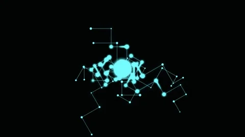 Complex Cyan Circuit Network with Glowing Sequenced Data Nodes on Dark Tech.. Видео 345981568