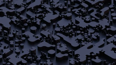 A complex, dark blue arrangement showing many interlocking puzzle shapes and ver Stock Footage 340238274