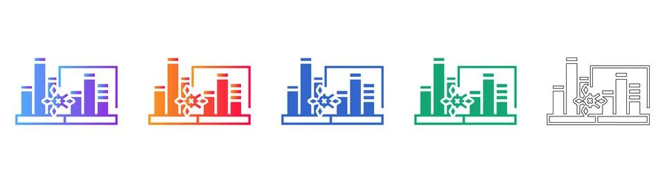 Complex Data Analysis Icon Set Stock Illustration