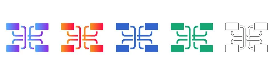 Complex Data Mapping Flow Icons Illustrazione stock