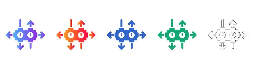 Complex Data Routing and Distribution Icons イラスト素材