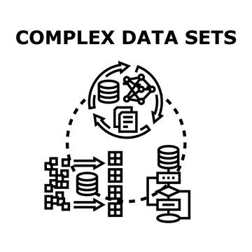 Complex data sets processing organizing and analyzing information Stock Illustration