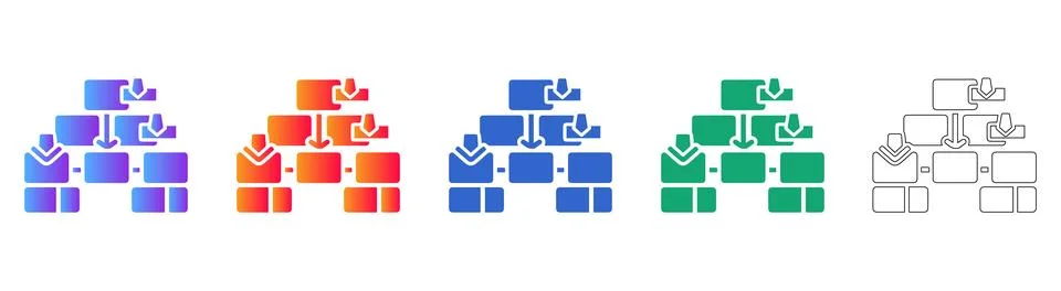 Complex Data Structure Hierarchy Icons Stock Illustration