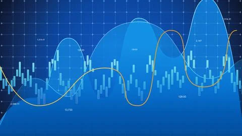 Complex data visualization shows trends and patterns in statistical charts over Ilustração Stock