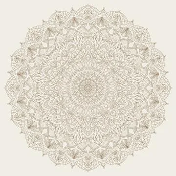 Complex, detailed mandala - round vector ornament. Stock Illustration