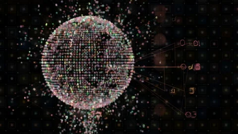 Complex Digital Sphere Matrix Data Technology Networks Stock Footage 293465020