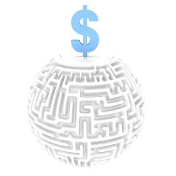 Complex dollar labyrinth 3d graphic Stock Illustration
