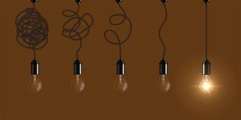 Complex, easy process of solving difficult problem, electric lamp with or イラスト素材