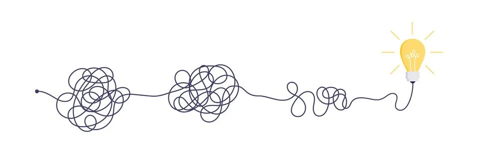 Complex easy simple way from start to idea. Stock-Illustration