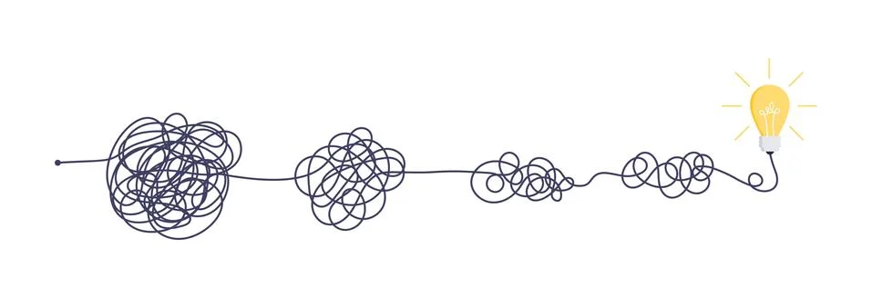 Complex easy simple way from start to idea. Stock Illustration