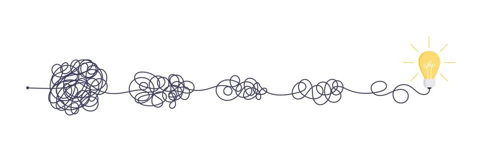 Complex easy simple way from start to idea. Chaos simplifying, problem solving 스톡 일러스트