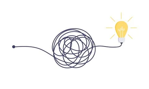 Complex easy simple way from start to idea. Illustrazione stock