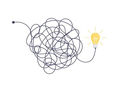 Complex easy simple way from start to idea. Chaos simplifying, problem solving 스톡 일러스트