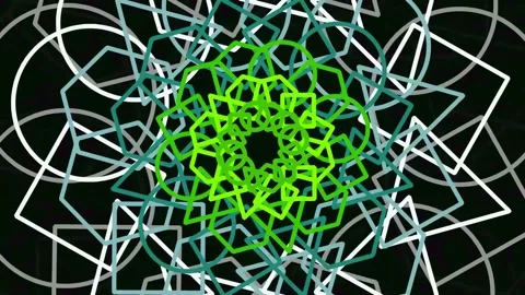 Complex emerald green fractal mandala geometric background pattern loop Stock Footage 342158181