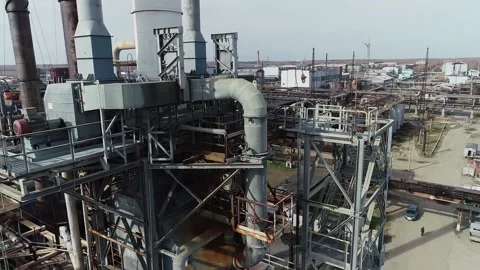 Complex engineering structures of a polymer plant. Stock Footage 165987981