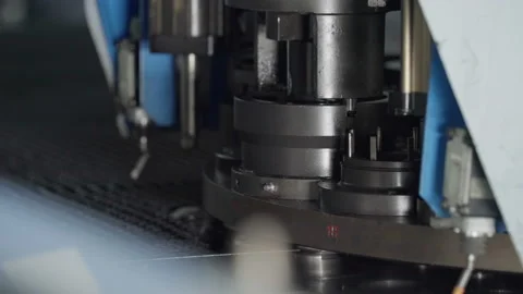 The Complex Equipment is Used for Cutting Through the Steel Sheet. Machinery. Stock Footage 150102344