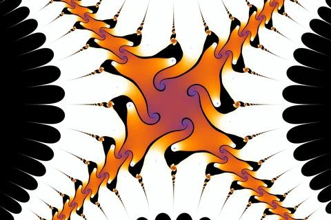 Complex fractal mathematics creating intricate orange abstract design Stock Illustration