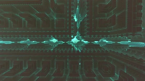 Complex Fractal Supercomputer Grid | High-Resolution Futuristic System Stock Footage 309532888
