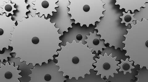 Complex gear mechanism close up Foto stock