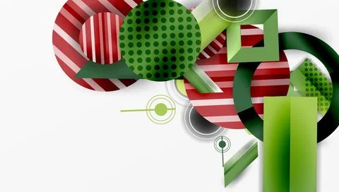 Complex geometric background with circles and triangles 库存插图