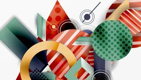 Complex geometric background with circles and triangles Illustrazione stock