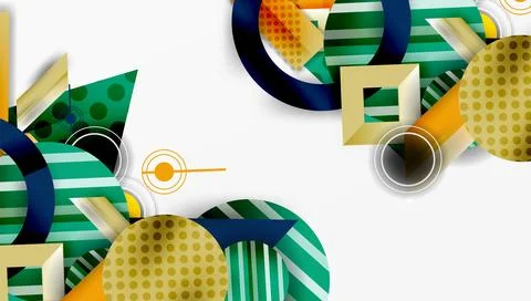 Complex geometric background with circles and triangles Stock Illustration