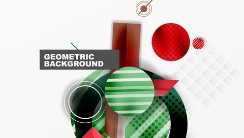 Complex geometric background with circles and triangles Illustrazione stock