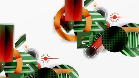 Complex geometric background with circles and triangles Illustrazione stock