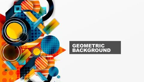 Complex geometric background with circles and triangles Stock Illustration