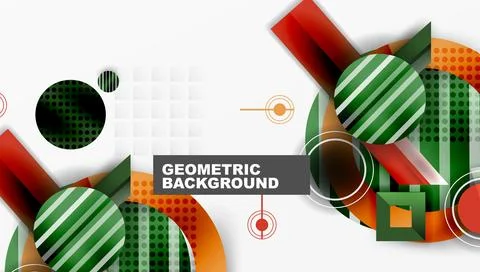 Complex geometric background with circles and triangles Stock Illustration