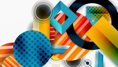 Complex geometric background with circles and triangles 库存插图