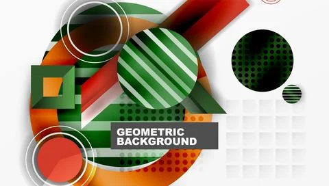Complex geometric background with circles and triangles Stock Illustration