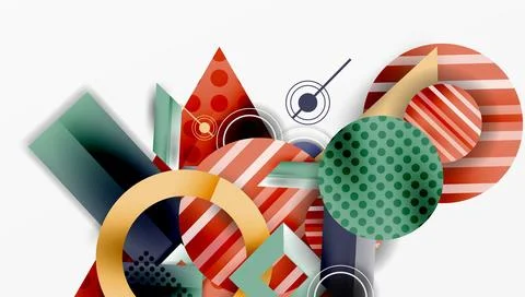 Complex geometric background with circles and triangles Stock Illustration