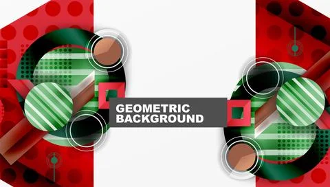 Complex geometric background with circles and triangles Illustrazione stock