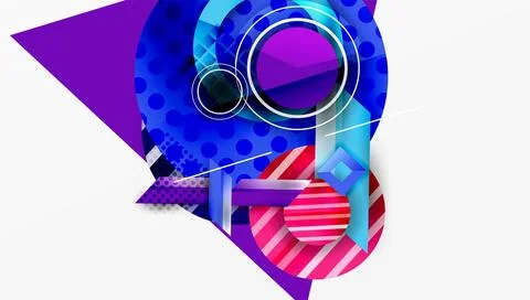 Complex geometric background with circles and triangles Illustrazione stock