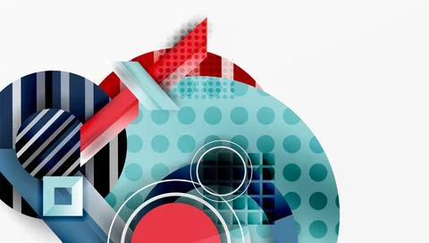 Complex geometric background with circles and triangles Stock Illustration