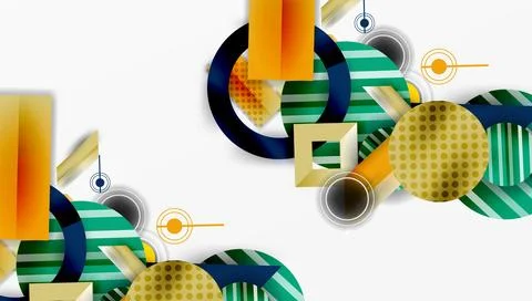 Complex geometric background with circles and triangles Stock Illustration