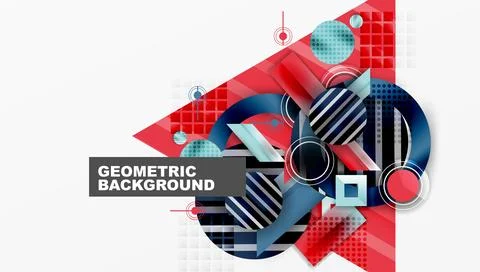 Complex geometric background with circles and triangles 库存插图