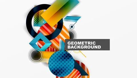 Complex geometric background with circles and triangles Illustrazione stock
