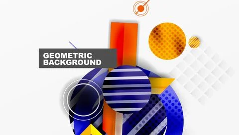 Complex geometric background with circles and triangles Stock Illustration