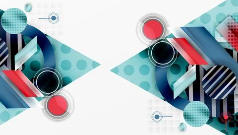 Complex geometric background with circles and triangles Stock Illustration