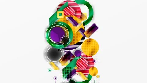 Complex geometric background with circles and triangles Stock Illustration